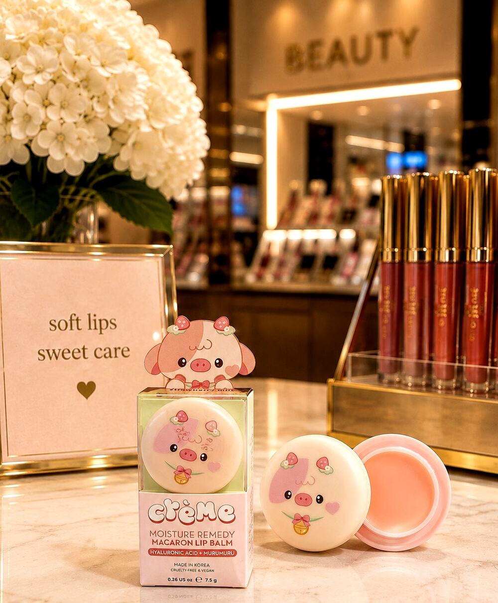 The Crème Shop Moisture Ready Macaron Lip Balm Strawberry Milk